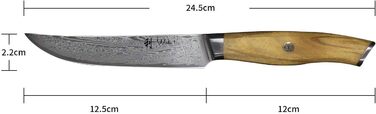 Набор из 6 дамасских ножей для стейка с рукоятками из оливкового дерева 12,5 см Wakoli Exclusive