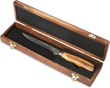 Дамасский филейный нож с рукояткой из оливкового дерева 16,50 см Wakoli Zayiko Minami
