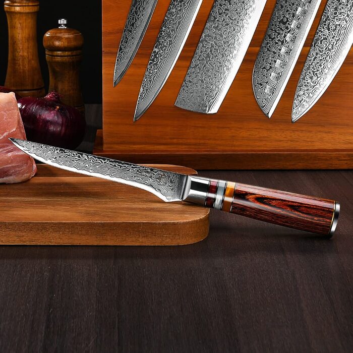 Поварской нож для рыбы F FANTECK из 67 слоев дамасской стали, 14 см