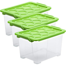 Набор контейнеров для хранения 15 л, 3 предмета, зеленый Rotho 