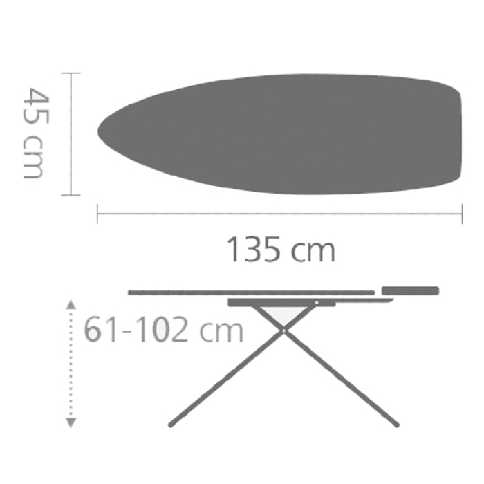 Доска c силиконовой подставкой для утюга 135 x 45 cm (D) Raspberry Brabantia