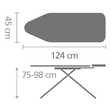 Доска со складной подставкой для паровой системы и полочкой для белья 124 x 45 cm (С) - 25 мм Bubbles Brabantia