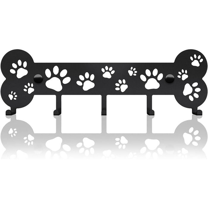 Декоративная вешалка для принадлежностей собак с 5 крючками, черная SirHoldeer