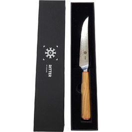 Нож для стейка премиум-класса из дамасской стали ручной работ с ручкой из оливкового дерева с изсканной упаковкой идеально подходит в качестве подарка