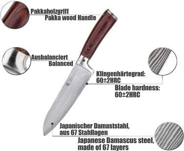 Набор из 5 дамасских ножей с деревянной коробкой с заточкой Wakoli