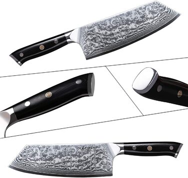 Нож-топорик для мяса TURWHO из 67 слоев дамасской стали, 20 см