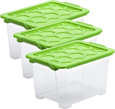 Набор контейнеров для хранения 15 л, 3 предмета, зеленый Rotho