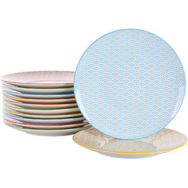 Обеденные тарелки, разноцветные, 12 предметов Vancasso Natsuki