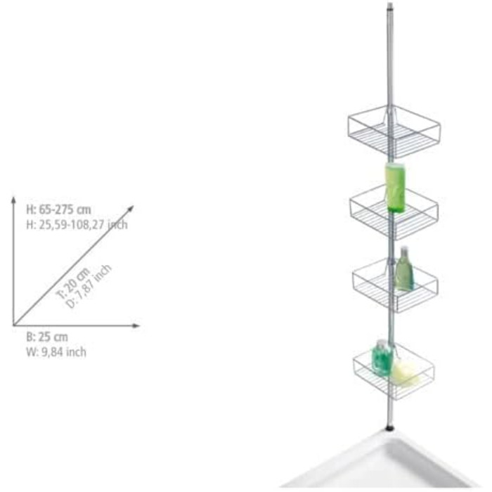 Телескопическая полка 25 x 65-275 x 20 см, глянцевая WENKO Domaso