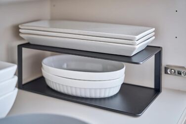 Полка 2-ярусная для хранения посуды, 30 x 15 x 10 см, черная YAMAZAKI