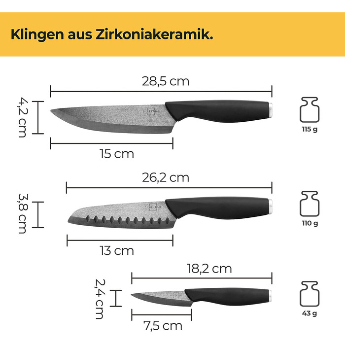 Набор керамических ножей 3 предмета SILBERTHAL