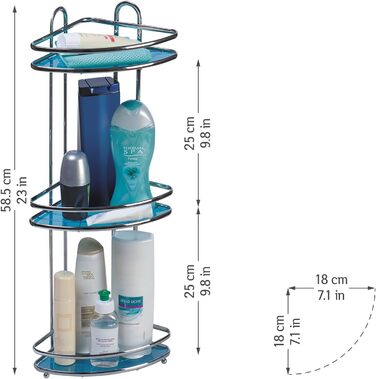 Угловая душевая полка 3 - ярусная 18 x 18 x 58,5 см Tatkraft