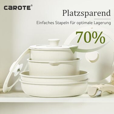 Набор кухонной посуды 8 предметов White Granite effect Carote