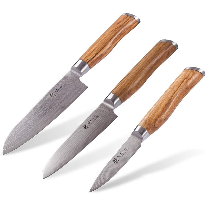 Набор из 3 дамасских ножей из оливок Wakoli