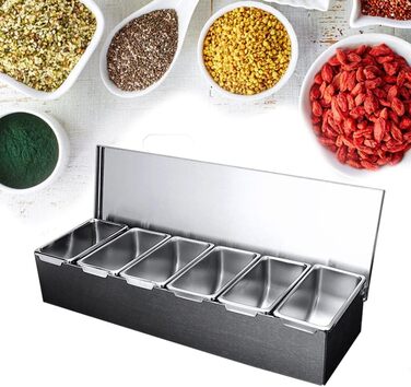 Набор банок для специй Ethedeal Ingredient Bin Magnetic Spice Jar Set / 6 отсеков / 45,5х15х9 см.