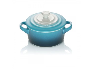 Мини-кокотница с крышкой 10 см, голубая Ombré Le Creuset