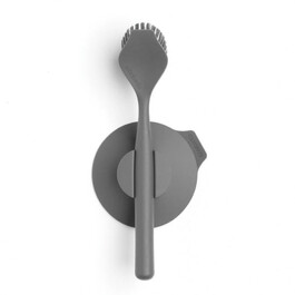 Щетка для посуды с подставкой-присоской 6х23,5х11 см темно-серая Sink side Brabantia