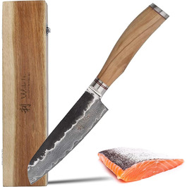 Профессиональный поварской нож из настоящей японской дамасской стали 13 см Wakoli HS Series 