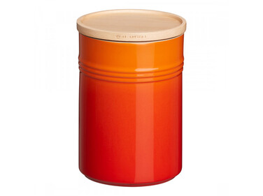 Емкость для хранения с деревянной крышкой 19 см, оранжевая Le Creuset