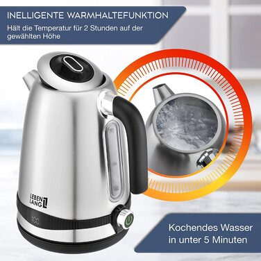 Электрический чайник LEBENLANG / 2200 Вт / 1,7 л / индикация температуры и функция поддержания тепла
