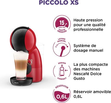 Капсульная кофемашина 0.8 л 1500 Вт, красная Nescafé Dolce Gusto Piccolo XS KP1A3510 Krups