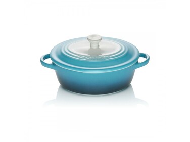 Мини-кокотница с крышкой 12 см, голубая Ombré Le Creuset