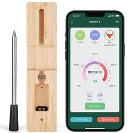 Интеллектуальнй беспроводной термометр для мяса flintronic, 50 м Полностью беспроводной интеллектуальнй термометр для мяса для гриля в духовке кухня барбекю, гриль для копчения с возможностью подключения Bluetooth Белй