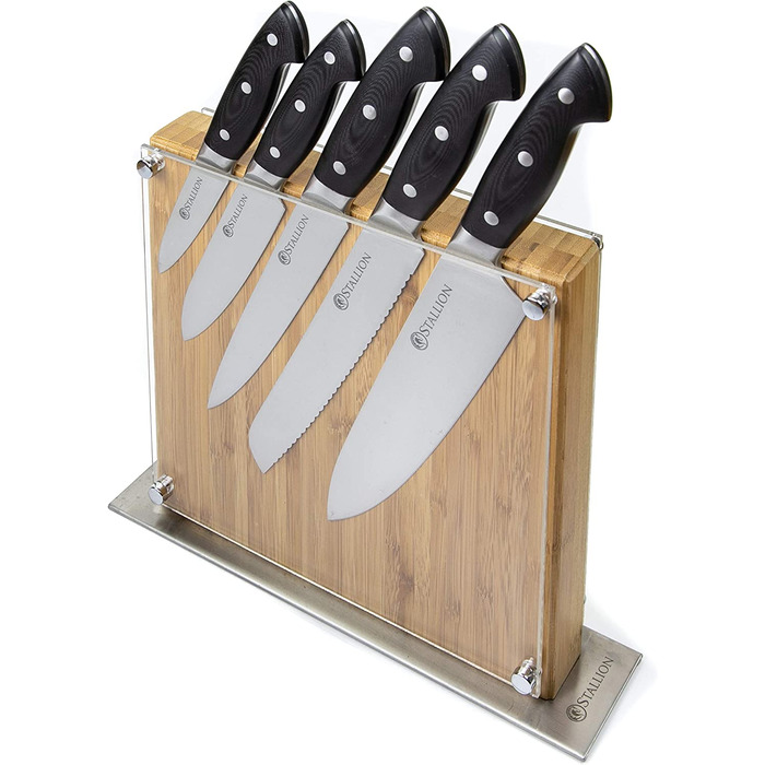 Набор Stallion Professional, 5 ножей из нержавеющей стали, с подставкой
