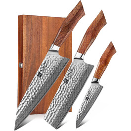Набор ножей с подарочной коробкой 4 предмета, дамасская сталь XINZUO