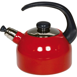 Чайник со свистком 2 л 24 см, эмалированный, красный Riess 454295