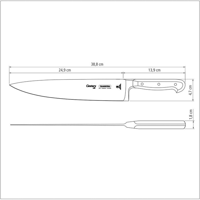 Поварской нож Tramontina CENTURY из нержавеющей стали, 25 см