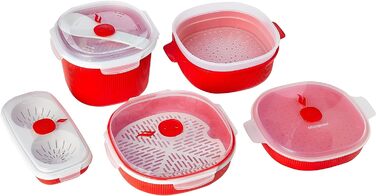Набор контейнеров для приготовления в микроволновой печи 5 предметов, красные Snips
