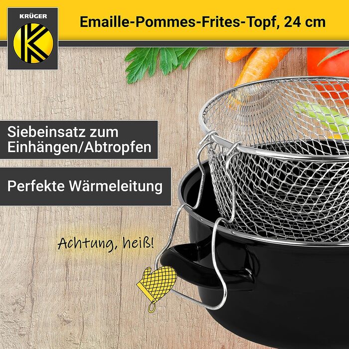 Кастрюля для картофеля фри со вставкой для сита 24 см KRÜGER