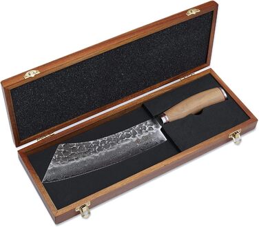 Профессиональный поварской нож из настоящей японской дамасской стали с рукояткой из оливкового дерева 22,5 см Wakoli HS Series Hakata Bocho