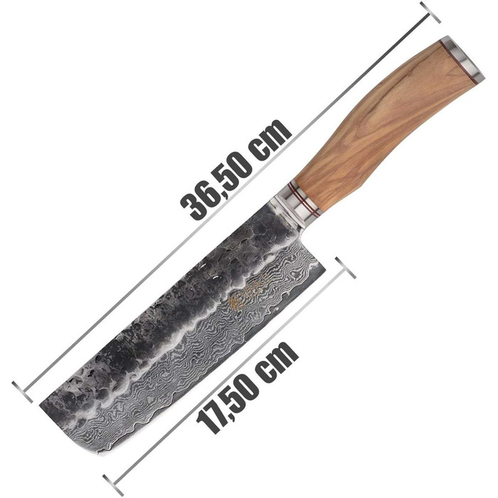 Профессиональный поварской нож из настоящей японской дамасской стали с рукояткой из оливкового дерева 17 см Wakoli HS Series Nakiri