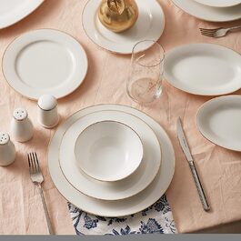 Набор столовой посуды на 12 человек 56 предметов, фарфор Lexi Gold KARACA