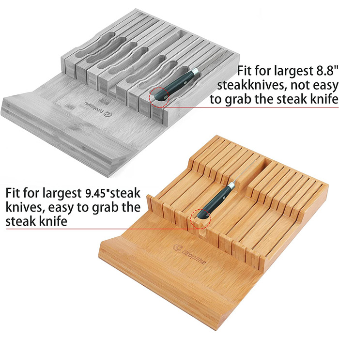 Подставка для ножей Utoplike из бамбука, вмещает 16 ножей и одну точилку для ножей