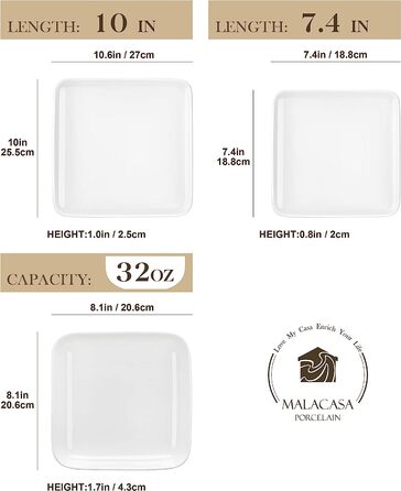 Набор фарфоровых тарелок из 12 предметов MALACASA
