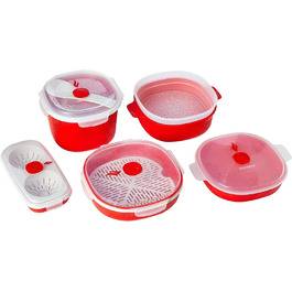 Набор контейнеров для приготовления в микроволновой печи 5 предметов, красные Snips 