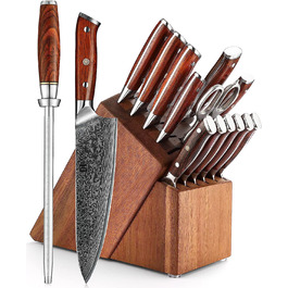 Набор кухонных ножей с подставкой 15 предметов, серия YU XINZUO